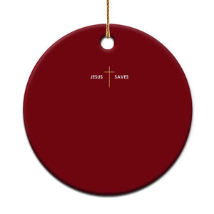 Jesus Saves Ceramic Ornament Cross Subtle Christian Minimal Religious Faith