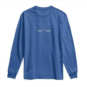 Jesus Saves Long Sleeve Shirt Cross Subtle Christian Minimal Religious Faith