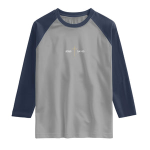 Jesus Saves Raglan Shirt Cross Subtle Christian Minimal Religious Faith