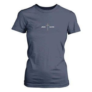 Jesus Saves T Shirt For Women Cross Subtle Christian Minimal Religious Faith