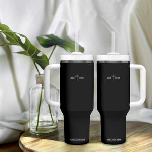 Jesus Saves Tumbler With Handle Cross Subtle Christian Minimal Religious Faith