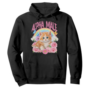 Alpha Male Funny Cat Hoodie Vintage 90s Kitten Rainbow Floral Butterflies