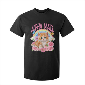 Alpha Male Funny Cat T Shirt For Kid Vintage 90s Kitten Rainbow Floral Butterflies
