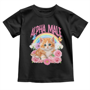 Alpha Male Funny Cat Toddler T Shirt Vintage 90s Kitten Rainbow Floral Butterflies