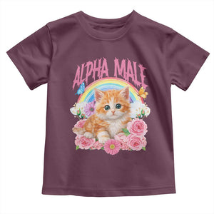 Alpha Male Funny Cat Toddler T Shirt Vintage 90s Kitten Rainbow Floral Butterflies