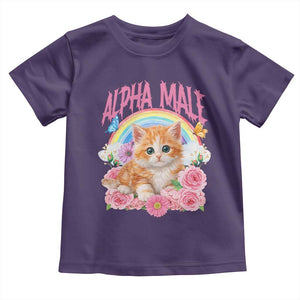 Alpha Male Funny Cat Toddler T Shirt Vintage 90s Kitten Rainbow Floral Butterflies