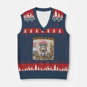 Never Alone Raccoon Mom V-Neck Knit Sweater Vest Funny Mama Life Mothers Day TS11 Navy Red Print Your Wear