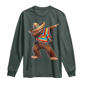 Mexican Bigfoot Dabbing Cinco de Mayo Funny Fiesta Long Sleeve Shirt TS11 Dark Forest Green Print Your Wear
