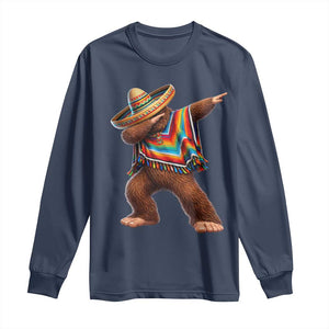 Mexican Bigfoot Dabbing Cinco de Mayo Funny Fiesta Long Sleeve Shirt TS11 Navy Print Your Wear