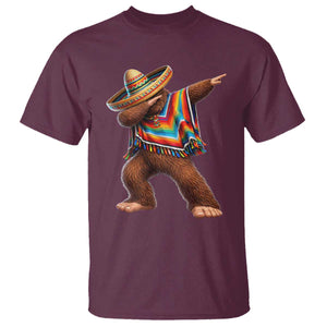 Mexican Bigfoot Dabbing Cinco de Mayo Funny Fiesta T Shirt TS11 Maroon Print Your Wear
