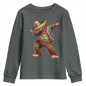 Mexican Bigfoot Dabbing Cinco de Mayo Funny Fiesta Youth Sweatshirt TS11 Dark Heather Print Your Wear
