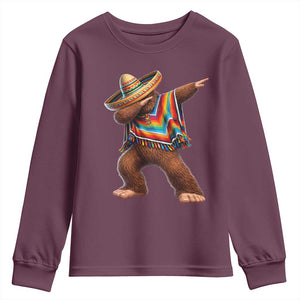 Mexican Bigfoot Dabbing Cinco de Mayo Funny Fiesta Youth Sweatshirt TS11 Maroon Print Your Wear