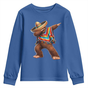 Mexican Bigfoot Dabbing Cinco de Mayo Funny Fiesta Youth Sweatshirt TS11 Royal Blue Print Your Wear