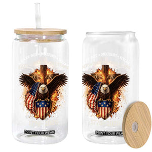 Faith Freedom 250 Years Glass Can Christian USA Independence 1776 2026 Bald Eagle TS11 Print Your Wear