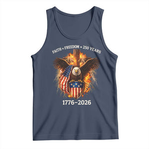 Faith Freedom 250 Years Tank Top Christian USA Independence 1776 2026 Bald Eagle TS11 Navy Print Your Wear