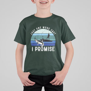 Fishing T Shirt For Kid Just One More Cast I Promise TS11 Dark Forest Green Print Your Wear