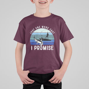 Fishing T Shirt For Kid Just One More Cast I Promise TS11 Maroon Print Your Wear