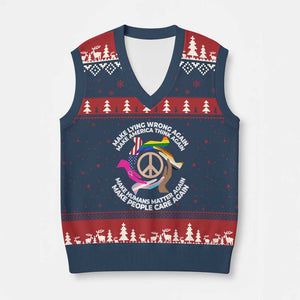 Make Lying Wrong Again Make America Think Again V-Neck Knit Sweater Vest Humans Rights Hand Peace TS11 Navy Red Print Your Wear