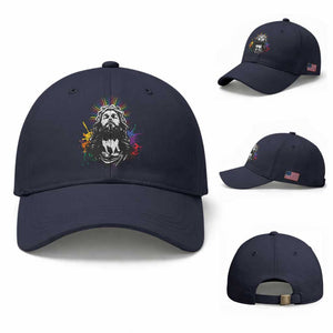 Funny LGBT Gay Pride Jesus Rainbow Flag Christian Baseball Cap TS11 Baseball Cap Universal Fit Navy Print Your Wear