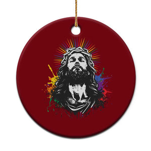 Funny LGBT Gay Pride Jesus Rainbow Flag Christian Ceramic Ornament TS11 1pc Red Print Your Wear