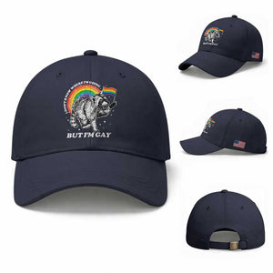 Funny Pride LGBT Racoon Baseball Cap I Don't Know Where I'm Going But I'm Gay Rainbow TS11 Baseball Cap Universal Fit Navy Print Your Wear