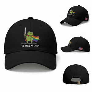 We Pride At Dawn Baseball Cap Funny LGBT Frog Rainbow Pride Month TS11 Baseball Cap Universal Fit Black Print Your Wear