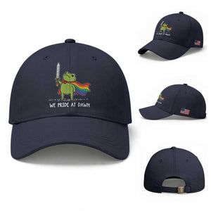 We Pride At Dawn Baseball Cap Funny LGBT Frog Rainbow Pride Month TS11 Baseball Cap Universal Fit Navy Print Your Wear