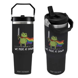 We Pride At Dawn Flip Straw Tumbler Funny LGBT Frog Rainbow Pride Month TS11 One Size: 30 oz Black Print Your Wear