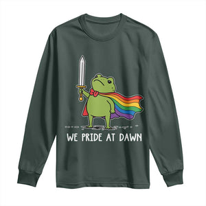 We Pride At Dawn Long Sleeve Shirt Funny LGBT Frog Rainbow Pride Month TS11 Dark Forest Green Print Your Wear