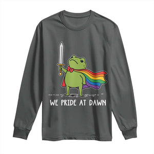 We Pride At Dawn Long Sleeve Shirt Funny LGBT Frog Rainbow Pride Month TS11 Dark Heather Print Your Wear