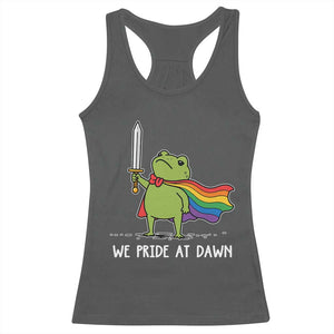 We Pride At Dawn Racerback Tank Top Funny LGBT Frog Rainbow Pride Month TS11 Dark Heather Print Your Wear