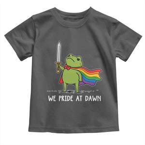 We Pride At Dawn Toddler T Shirt Funny LGBT Frog Rainbow Pride Month TS11 Dark Heather Print Your Wear
