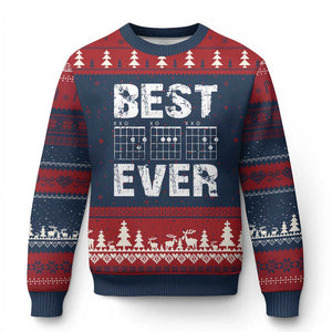 Guitar Father Ugly Christmas Sweater Funny Best Dad Ever D A D Chord Gifts Guitarist Papa TS11 Navy Red Print Your Wear