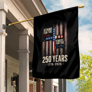 God 250th Anniversary USA Garden Flag Stand For The Flag Kneel For The Cross