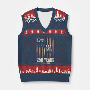 God 250th Anniversary USA V-Neck Knit Sweater Vest Stand For The Flag Kneel For The Cross