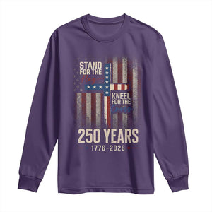 God 250th Anniversary USA Long Sleeve Shirt Stand For The Flag Kneel For The Cross TS11 Purple Print Your Wear