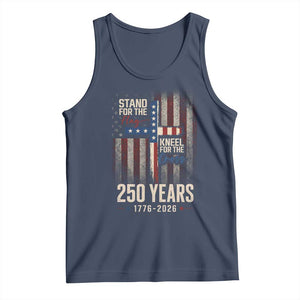 God 250th Anniversary USA Tank Top Stand For The Flag Kneel For The Cross TS11 Navy Print Your Wear