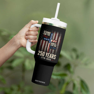 God 250th Anniversary USA Tumbler With Handle Stand For The Flag Kneel For The Cross