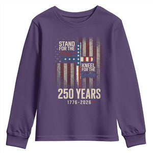 God 250th Anniversary USA Youth Sweatshirt Stand For The Flag Kneel For The Cross