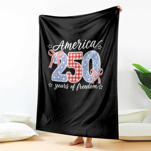 Girly America 250 Years Of Freedom Throw Blanket 4th of July Coquette Bow