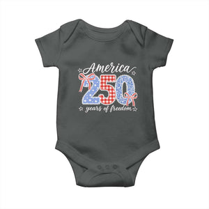 Girly America 250 Years Of Freedom Baby Onesie 4th of July Coquette Bow