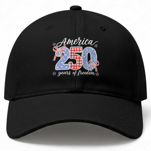 Girly America 250 Years Of Freedom Baseball Cap 4th of July Coquette Bow