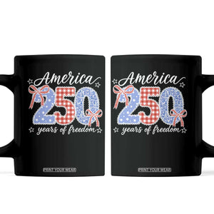 Girly America 250 Years Of Freedom Coffee Mug 4th of July Coquette Bow