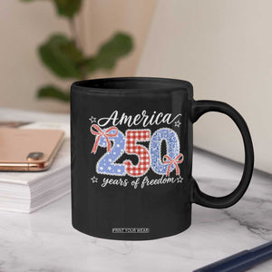 Girly America 250 Years Of Freedom Coffee Mug 4th of July Coquette Bow