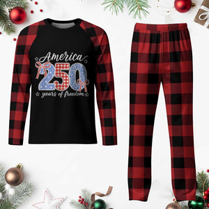 Girly America 250 Years Of Freedom Plaid Pajama Set 4th of July Coquette Bow