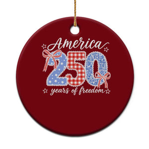 Girly America 250 Years Of Freedom Ceramic Ornament 4th of July Coquette Bow