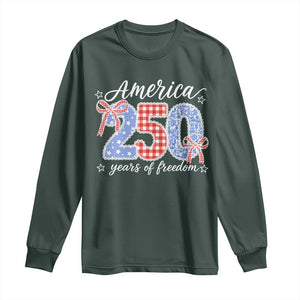 Girly America 250 Years Of Freedom Long Sleeve Shirt 4th of July Coquette Bow