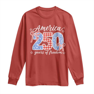 Girly America 250 Years Of Freedom Long Sleeve Shirt 4th of July Coquette Bow