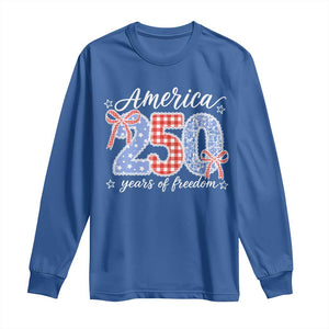 Girly America 250 Years Of Freedom Long Sleeve Shirt 4th of July Coquette Bow