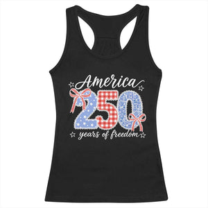 Girly America 250 Years Of Freedom Racerback Tank Top 4th of July Coquette Bow